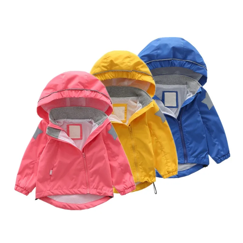 

2023 Spring Autumn New Boys And Girls Mesh Lined Coat Breathable Unisex Children's Clothes Windbreaker Long Sleeve Hooded Jacket