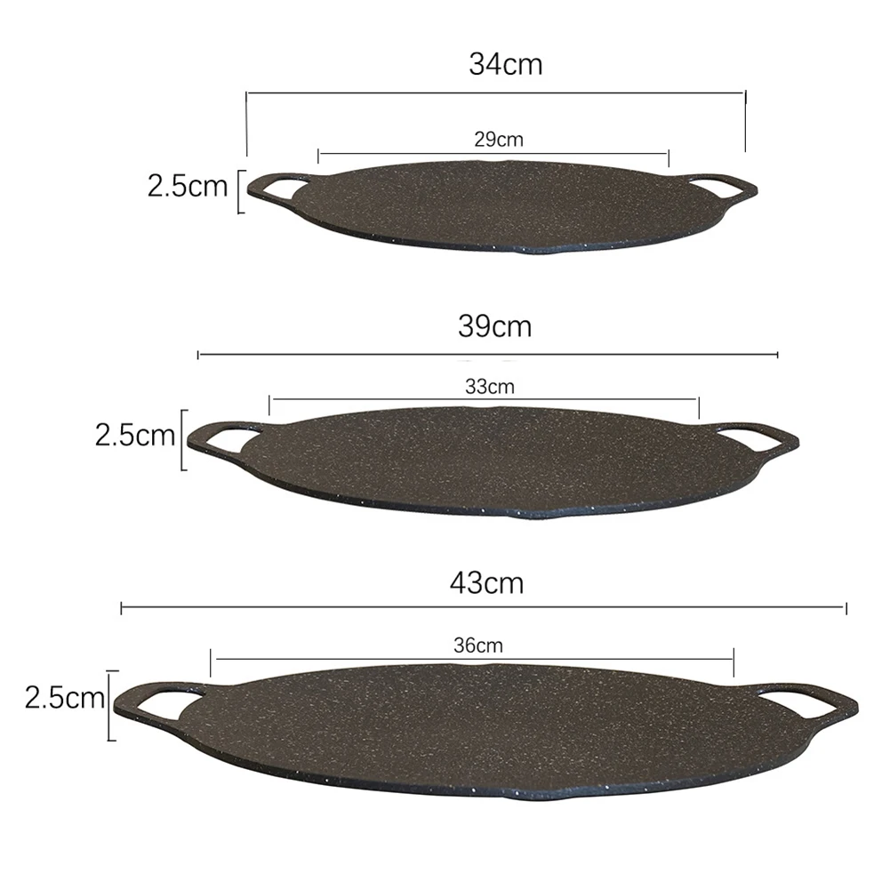 Oil Frying Baking Pan Round Frying Pan Non-stick Barbecue Tray with Food Clip Anti Scald Handle for Outdoor Camping BBQ Tool Camping Cookware Camping Cookware Set