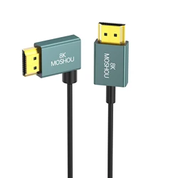 Ultra Thin 8K HDMI 2.1 Cable with 90 Degree Down Angle - Flexible Slim High - Speed Cord for Enhanced Viewing Experience (90D Right Angle)