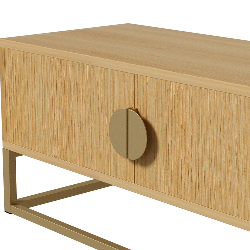 PINGGO 180CM Moderner TV-Schrank mit Holzschnitzerei, 4 Türen und Halbrundgriffen für das Esszimmer – Detail 19