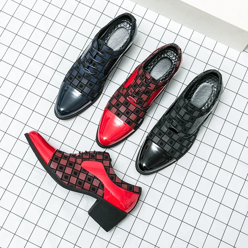 Leather Shoes Luxury Classic High Heels Men Leather Shoes Height Increasing Casual Wedding Party Dancing Shoes Men Spring/Autumn
