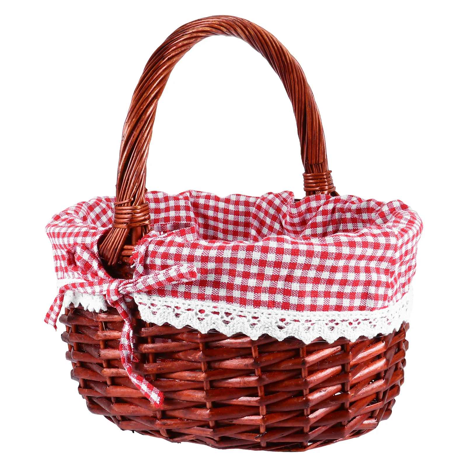 

1pc Wicker Picnic Basket Weaving Basket Fruit Vegetable Basket (Assorted Color)