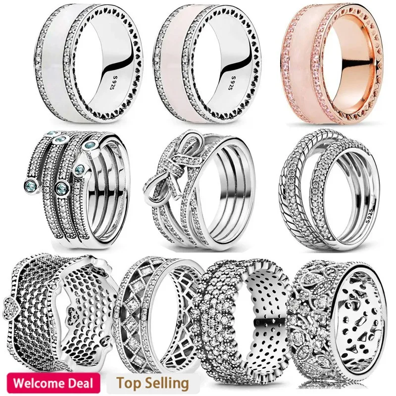 2023 New Hot Selling 925 Sterling Silver Original Women's Vintage Drop Glue Inlaid Wrapping Ring Fashion DIY Charm Jewelry Gift