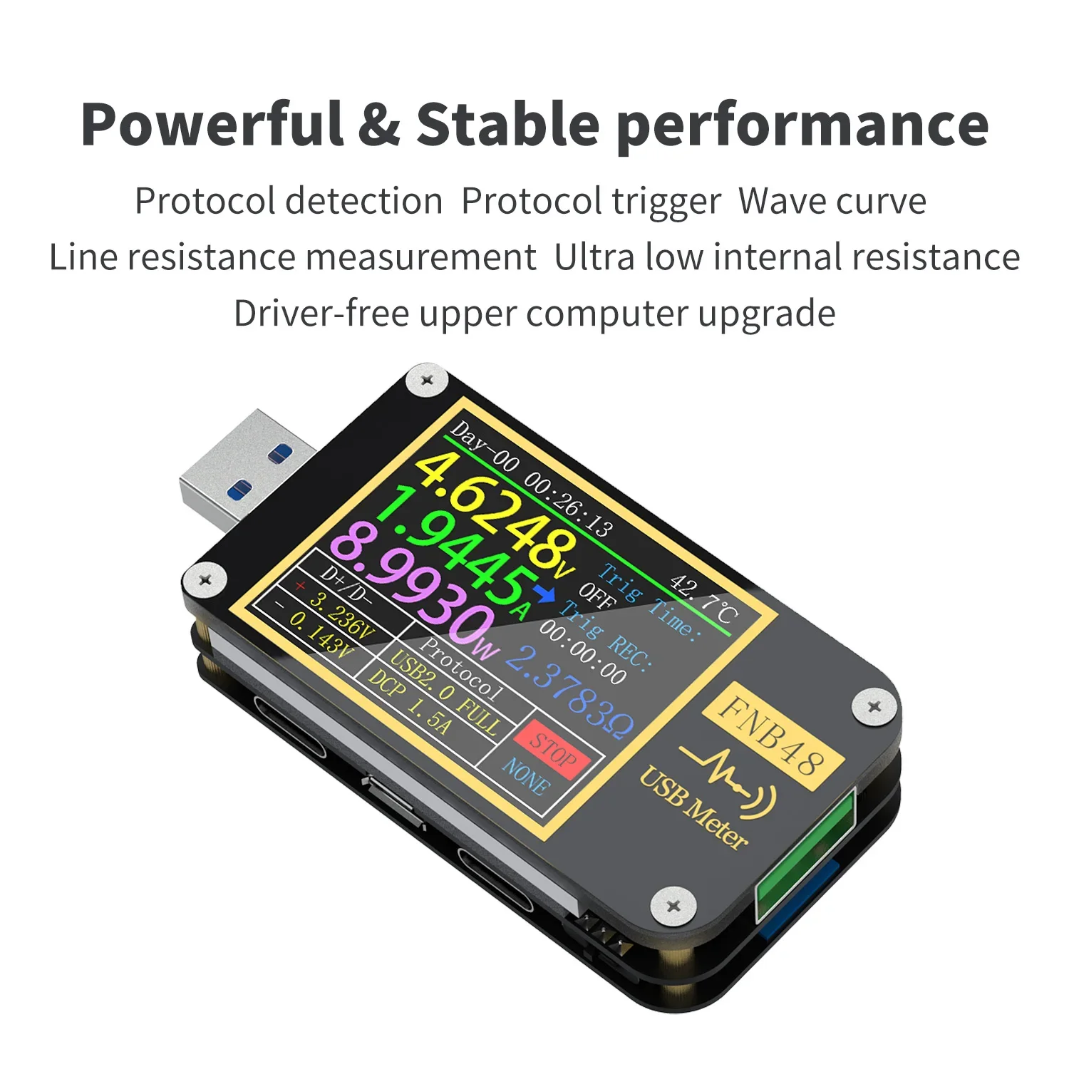 FNB48S PD 트리거 전압계 전류계 전류 및 전압계 USB 테스터, QC4 + PD3.0 2.0 PPS 고속 충전 프로토콜 용량 테스트