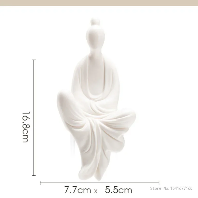 Small White Porcelain Zen Ornaments, Buddhist Ceramics, Non-phase Buddha Figures, Home Living Room, Shelf Decorations, 1Pc