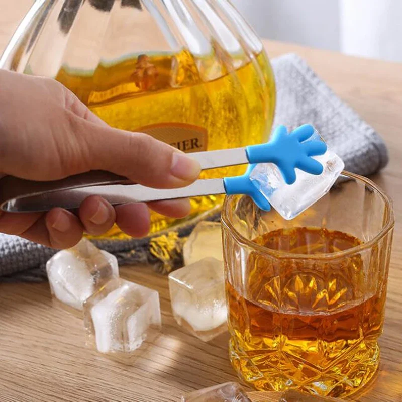 2Pcs Stainless Steel Ice Tongs Mini Food Ice Clip Non-Slip Coffee Tea Bag Sugar Cube Clip Bar Tool Party Kitchen Accessories New