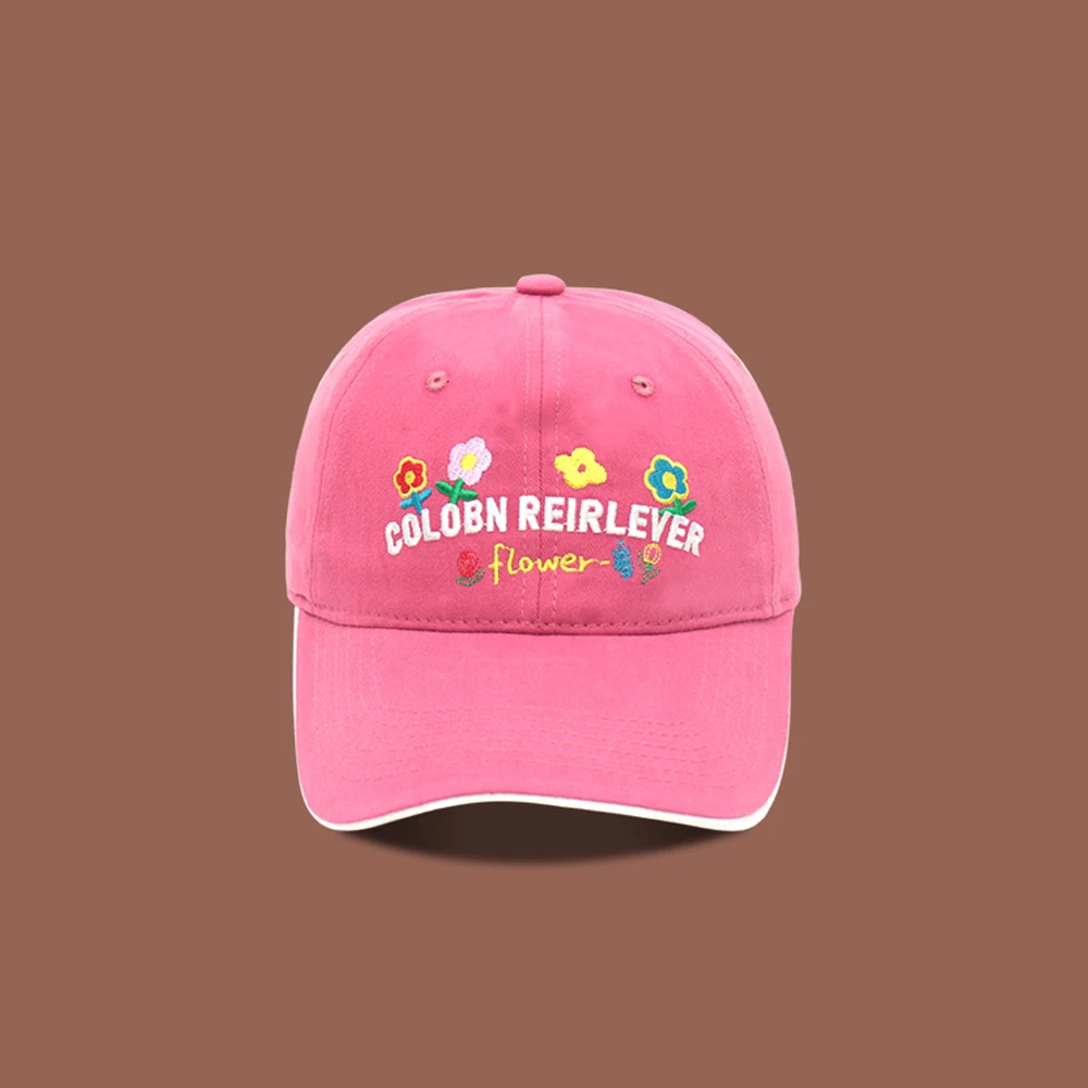 Baseball cap new style flower yellow letter embroidery baseball cap for women sweet versatile soft top duckbill captiki 4