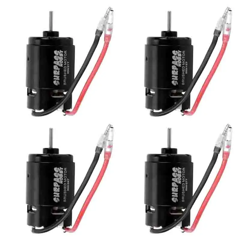 Moteur brossé 27T pour voiture RC, montrant le rotor et les balais, pièce électronique de rechange.