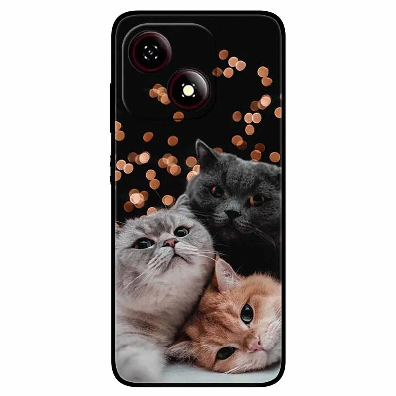 Black TPU Silicone Phone Case with Lovely Soft Painted Design