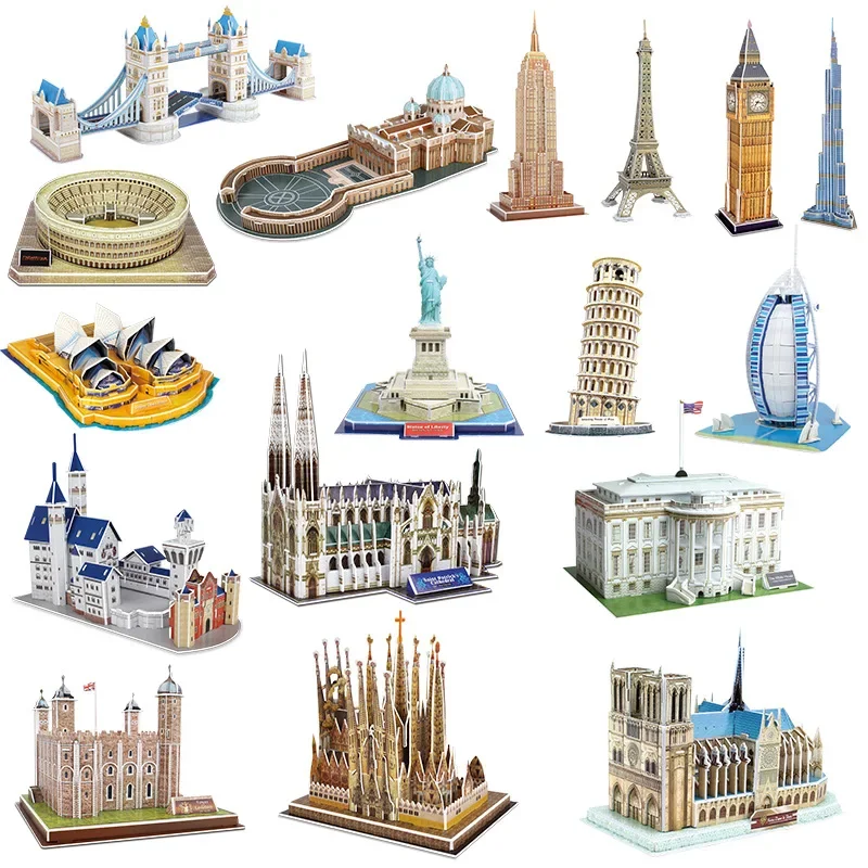 

DIY Paper 3D Puzzle Model World Attractions Construction Children's DIY Intellectual Development Educational Toys For Kids