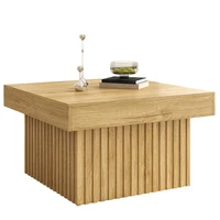 Table basse en bois avec plateau en PB et base en MDF, 79x79x46 cm, robuste, polyvalente, design moderne pour le salon, la salle à manger, le bureau, la décoration 5