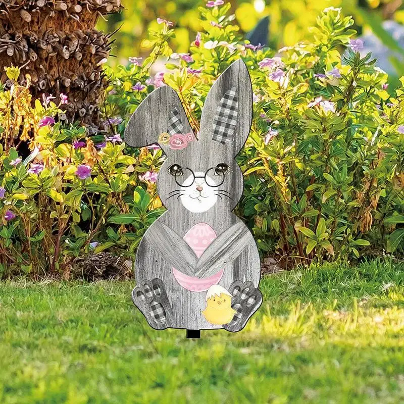 Easter Yard Sign With Stakes Easter Bunny Acrylic Sign Sturdy Garden Outdoor With Stakes For Patio Garden Yard