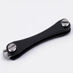 Compact Aluminum Keychain Organizer - Stylish and Functional Key Holder - 1PC (Black)