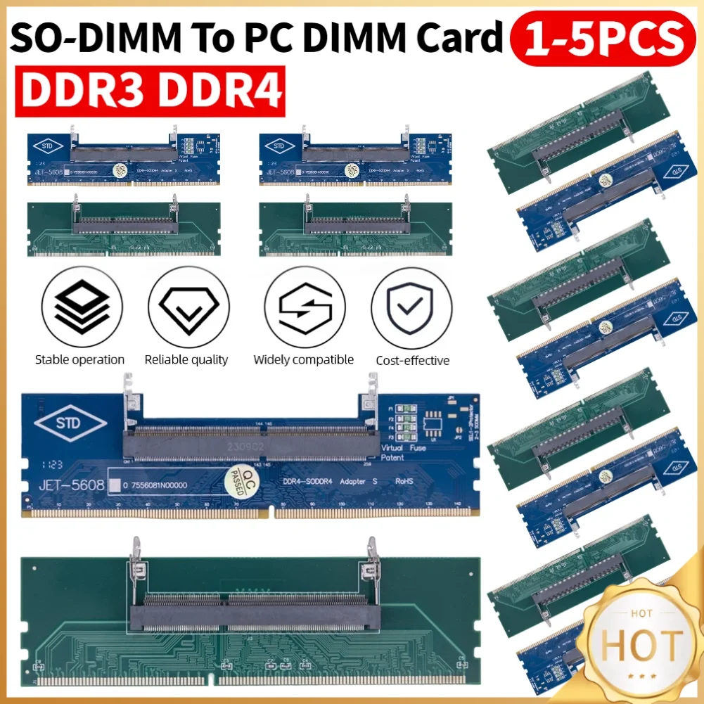 1-5PCS SO-DIMM zu PC DIMM Karte Laptop zu Desktop Speicheradapterkarte DDR3 DDR4 Speicher RAM Adapterkarte Stick