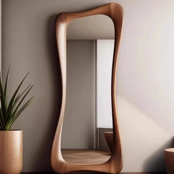 Design Aesthetic Decorative Mirrors Wooden Vintage Gothic Cuteecore Exclusive Living Room Espelho De Parede Bedroom Decoration