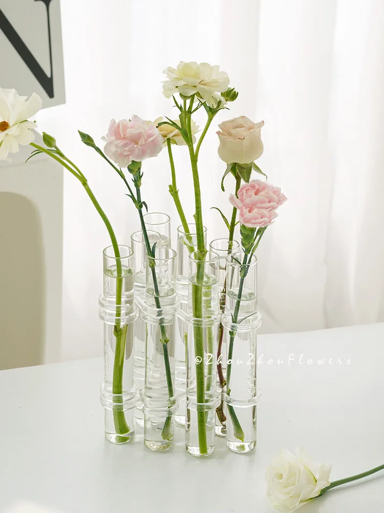 Creative Simple Clear Glass Vase Tubes Set Hanging Flower Arrangement Holder Transparent  Plant Container Home Room Decoration 2