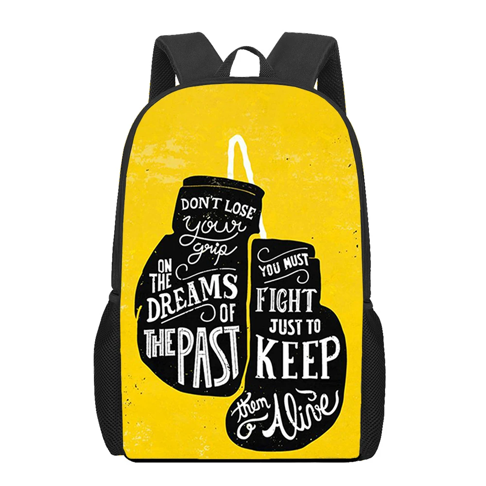 Boxing Gloves Style 3D Pattern Print School Bag for Teenager Primary Kids Children Bookbag Multifunctional Backpack For Hiking