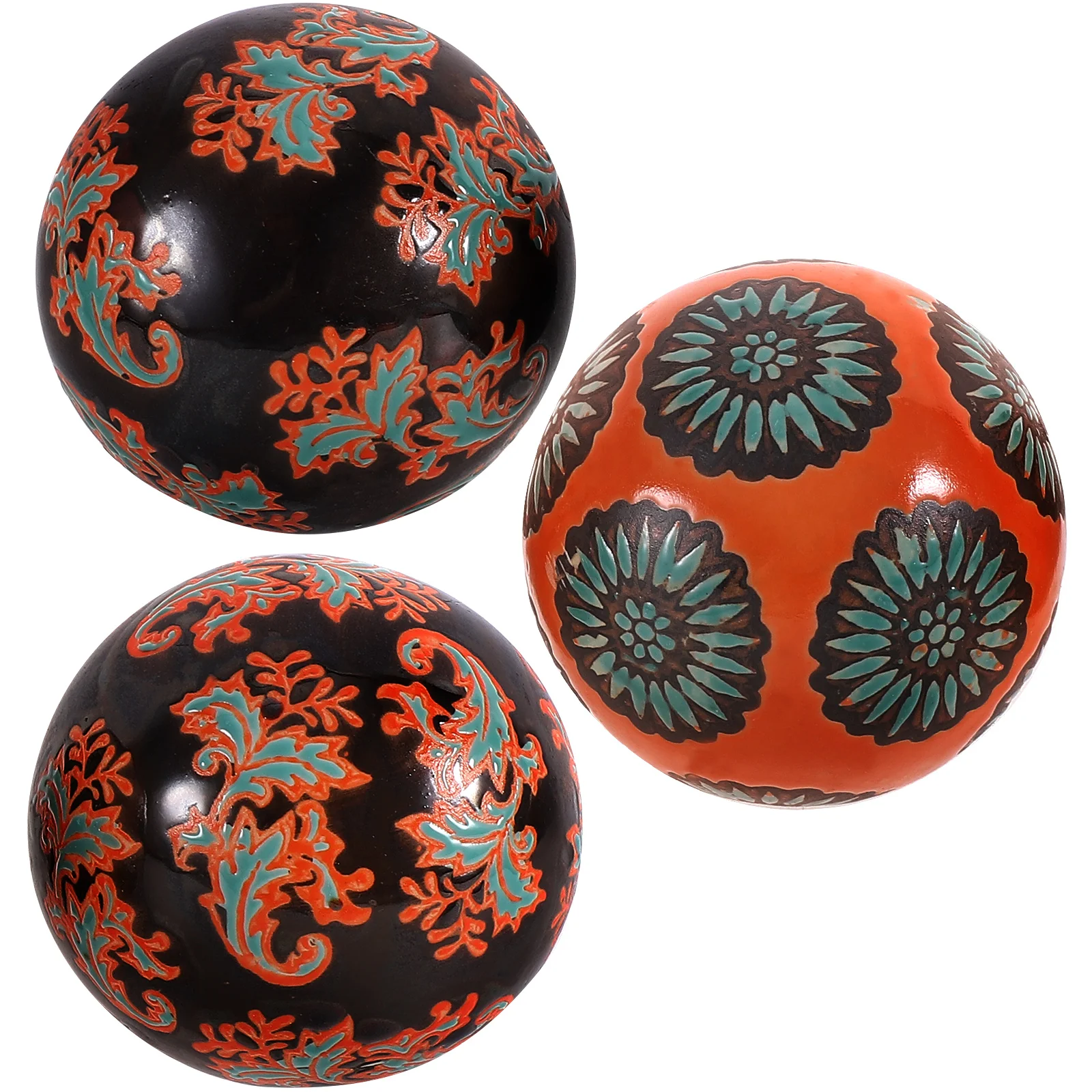 

3 Pcs Small Decoration Ceramic Decorative Ball Vintage Flower Vase Orbs Ceramics