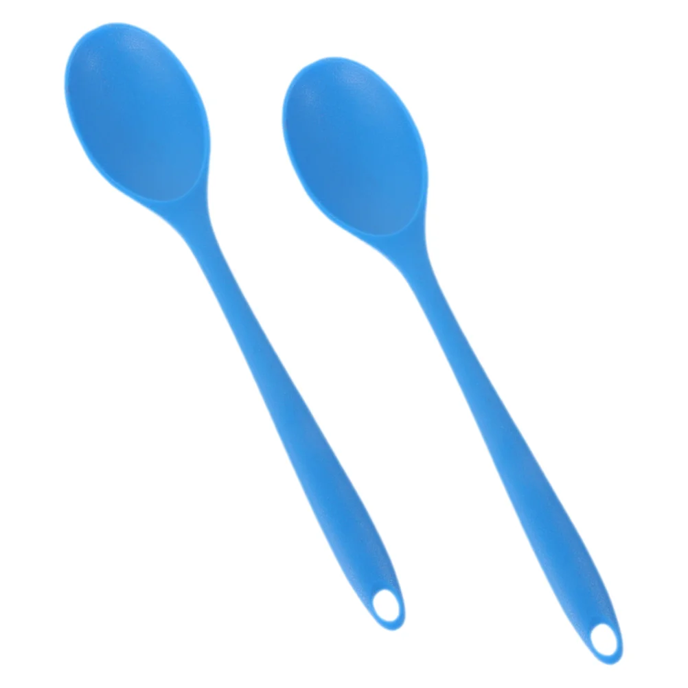 

2Pcs Silicone Mixing Spoon Basting Spoon Kitchen Cooking Spoons Non-Stick Serving Spoon