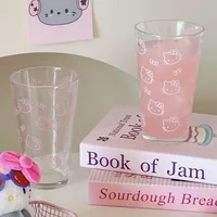 Mignon verre à eau en verre avec motif de chat kawaii, design attrayant, verre transparent pour femmes et adolescentes, cadeau pour un usage quotidien 5