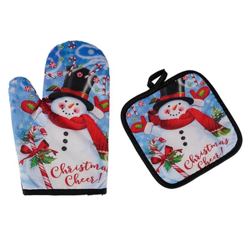 Festive Insulated Kitchen Gloves Set - Heat-Resistant Oven Mitts