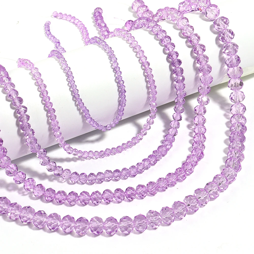 1줄/묶음 3/4/6/8/10mm 퍼플 크리스탈 비즈, 각진 유리 비즈, 느슨한 스페이서 비즈, 쥬얼리 제작 DIY 목걸이 팔찌용