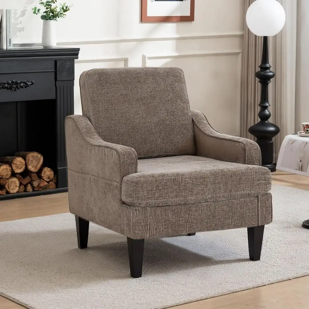 Muji Soft-Toned Mid-Century Armchair in natural wood finish