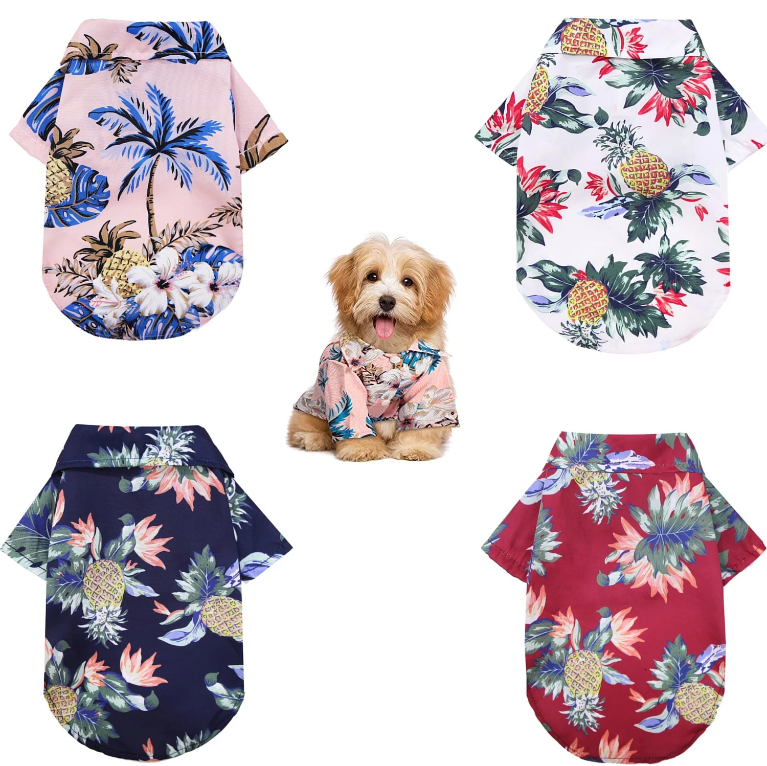 Cita Formación Preservativo Camisetas de verano para mascotas, ropa fresca transpirable, Estilo  Hawaiano, Floral, para perro, 4 piezas| | - AliExpress