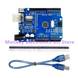 Enhanced R3 Development Board with CH340G and MEGA328P SMD Chip - Includes USB Cable (R3  Del and USB)