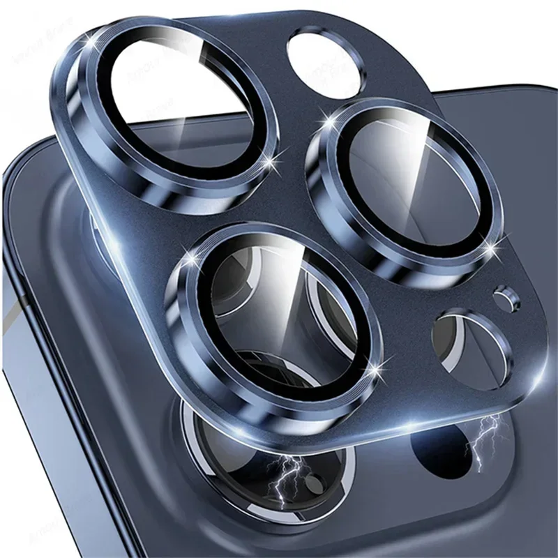 Premium Camera Protection Glass with Metal Ring Film and Lens Cover