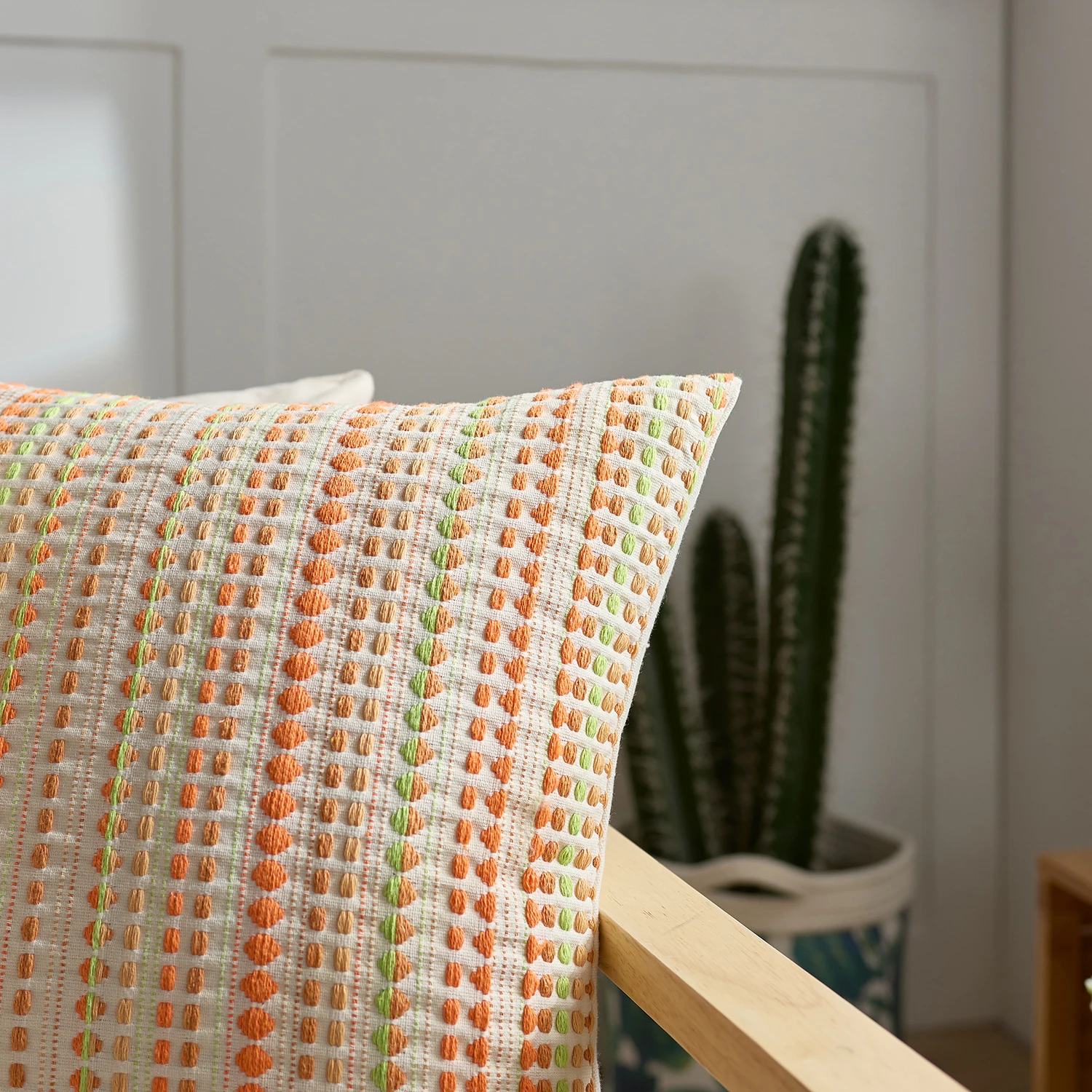 1pc modern Nordic style yarn-dyed polka dot pillow case, suitable for bedroom, sofa, car, pillow case, no core 5