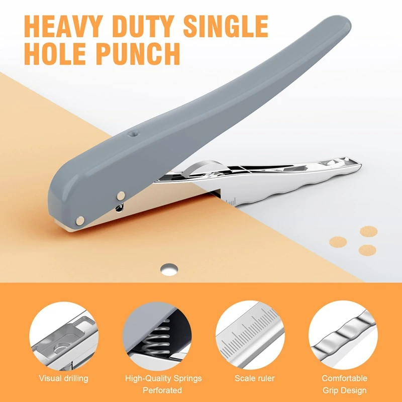Heavy Duty Single Hole Punch Hole Puncher 25 Sheets Capacity Paper Punch For Paper ID PVC Cards Scrapbook