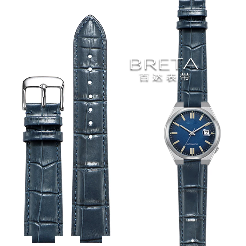 Premium Genuine Leather Watch Strap with Butterfly Clasp and Concave Ends
