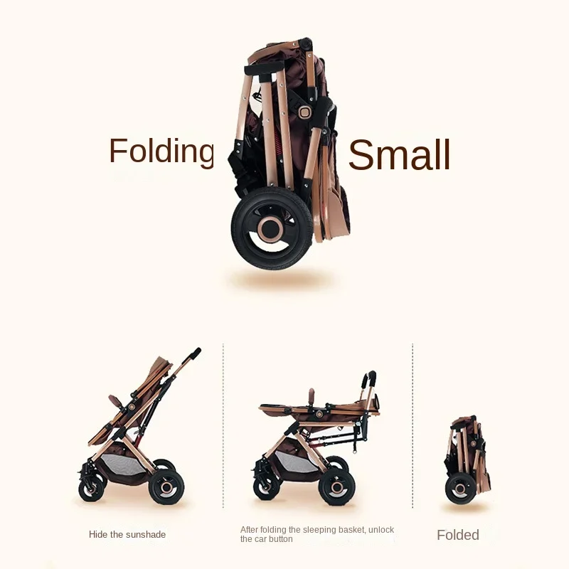 Lightweight Stroller Newborn Baby Two-way Swivel Seat High Landscape Foldable Travel Stroller Shock Absorption Baby Stroller