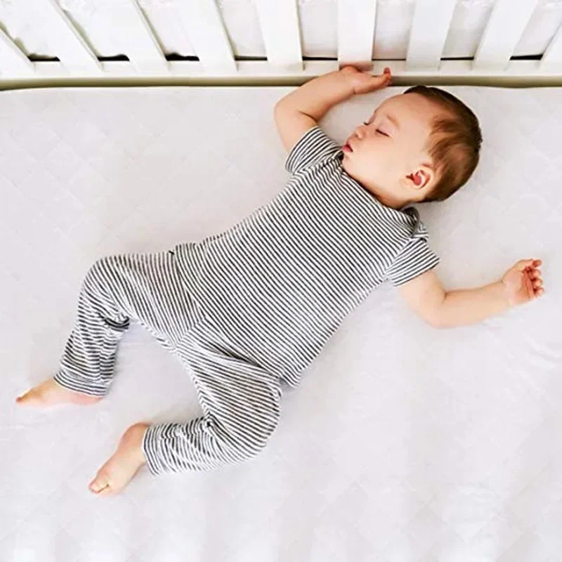 Baby Crib Bedding Set Waterproof Fitted Sheet Mattress Pad Crib Skirt Reinforced Seams