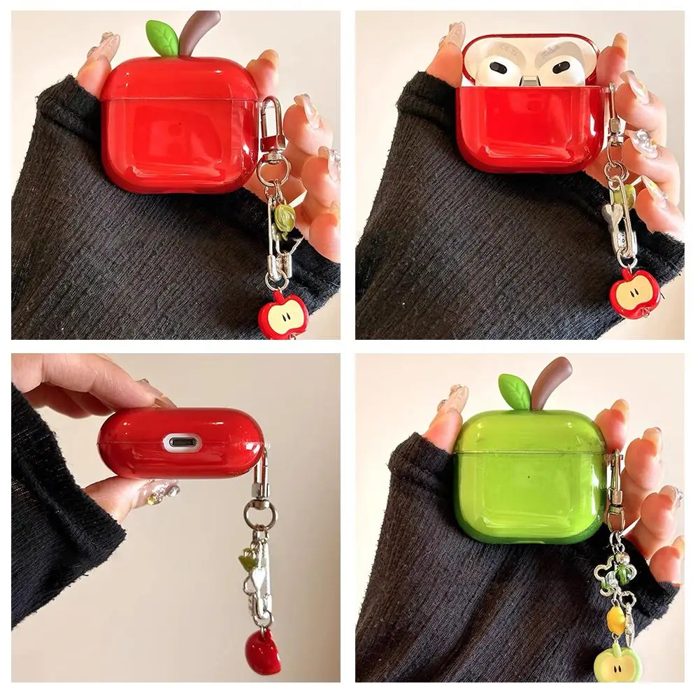 Creative Apple-Shaped Transparent Shockproof Earphone Case Cover Accessories