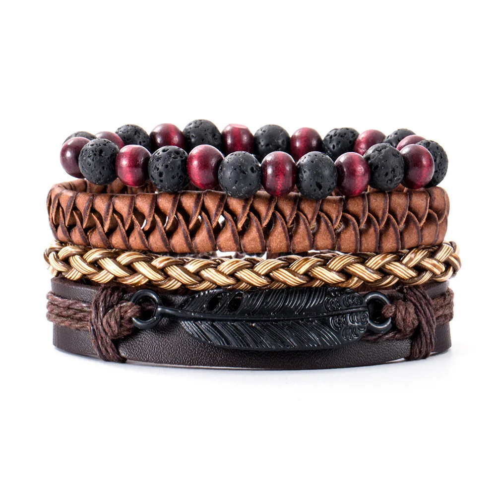Set di braccialetti coordinati da uomo - Bracciale con perline in legno di cocco e pietre preziose turchesi - Set di braccialetti tribali a strati unisex personalizzati - Perline rustiche - Italia