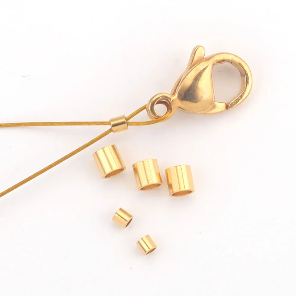 200 stücke Edelstahl Rohr Crimp Ende Perlen Clip Foldover Stopper Spacer Perlen Für DIY Schmuck Machen Liefert Crimp & ende Perlen – Detail 4