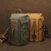 Vintage Leather Man16 inch Laptop Backpack Waxed Canvas Shoulder Rucksack Carry-On Travel Backpack for Men Women 5