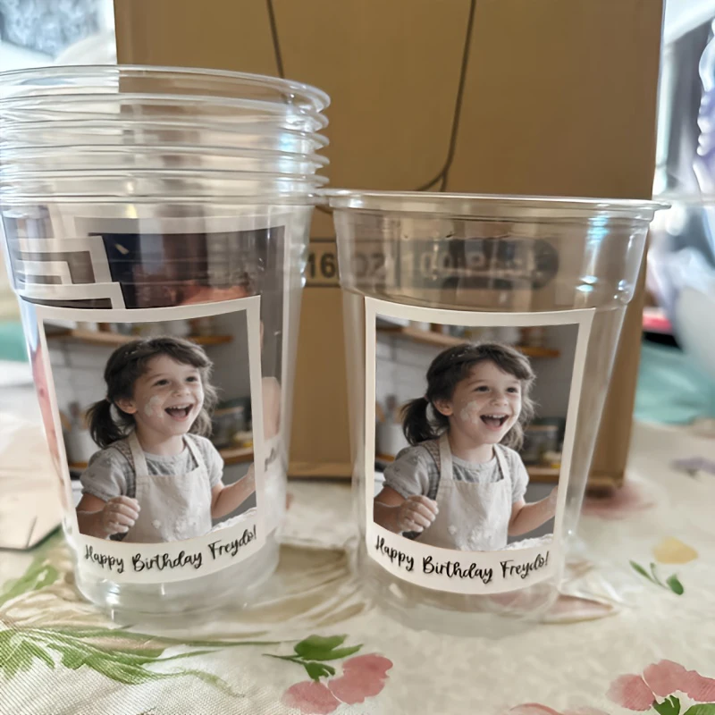 Personalized Custom Photo Cup Stickers - Unique Birthday Gift and Party Supply Sealing Labels