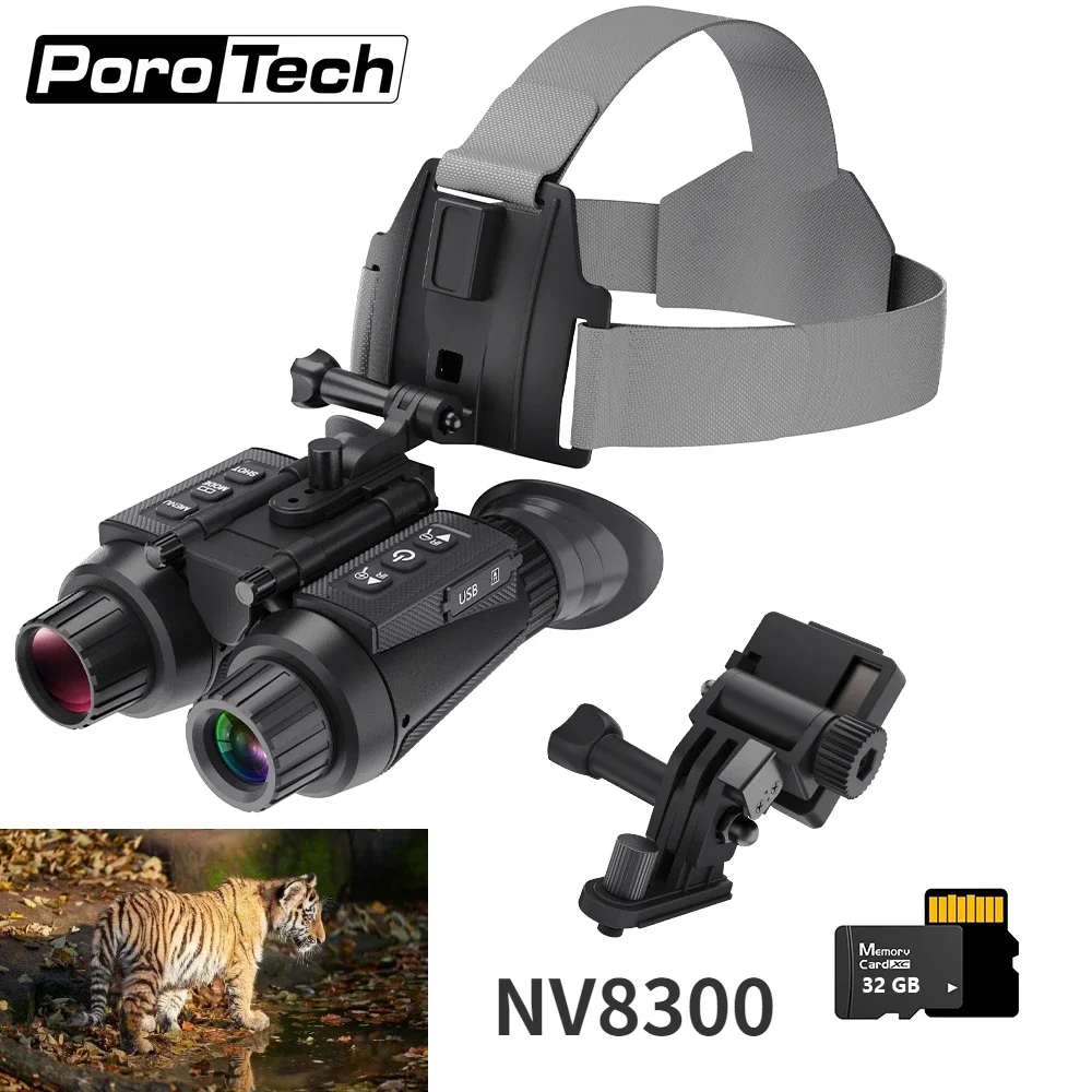 Professional Night Vision Binoculars 850nm Infrared Digital Head Mount Hunting Camping Equipment 8X Digital Zoom 300M