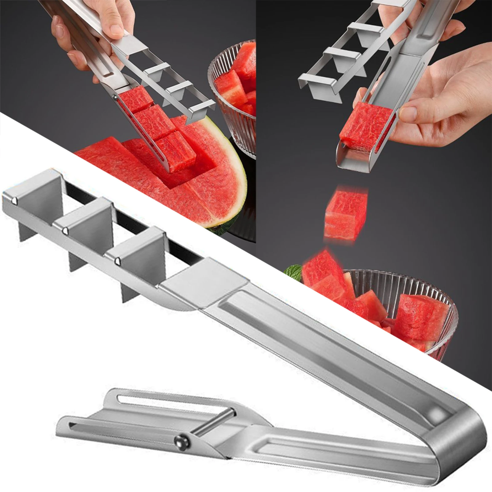 Watermelon Cutter Stainless Steel Watermelon Dicing Knives Fruit Slicers Salad Melons Baller Home Kitchen Accessories Gadgets