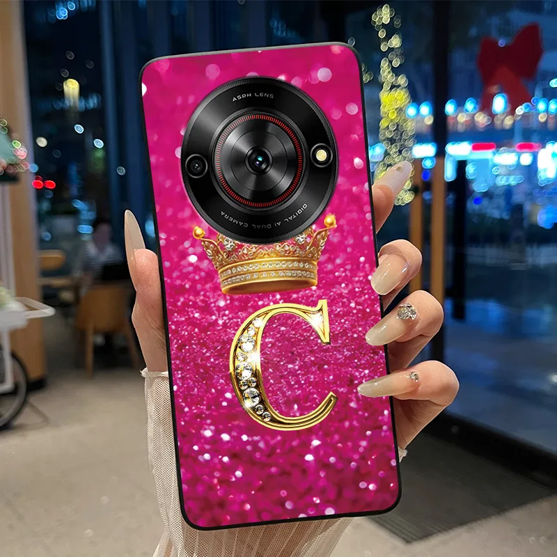 Vibrant Shockproof Soft Phone Case with Crown Letter Design