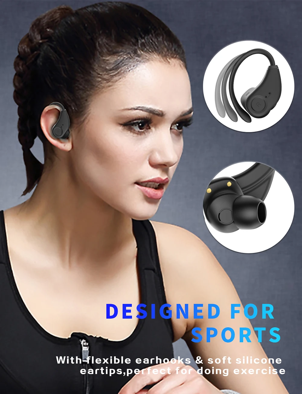 Bluedio S6 Wireless Bluetooth Headphones with Microphone Sport Earbuds