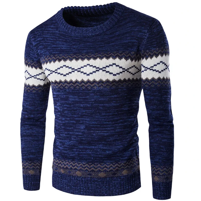 New Autumn Winter Sweaters Casual Pullovers Knitted Sweater Men Navy Long Sleeve High Quality Pullovers Homme Warm Knitwear 2021