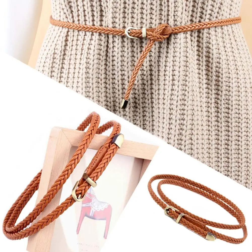 

Wild Thin Female Casual Girls Waist Belt Waistband Pin Buckle Braided Belts