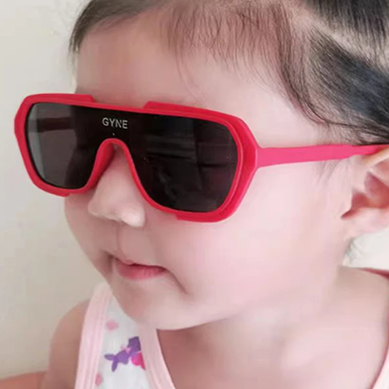 Children Sunglasses Fashion Retro One Piece Rectangle Boys Girls Cute Baby Outdoor UV400 Shade Eyewear