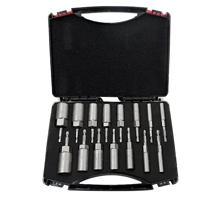 

1Set 5.5Mm-19Mm Hex Socket Sleeve Nozzles Nut Driver Set Power Screwdriver Handle Tools Power Drills Impact Drivers Steel