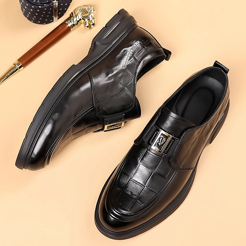 Handmade Casual Leather Loafers Breathable Male Driving Flats Hot Sale Men's Platform Business Shoes Slip on Flats Oxford Shoes