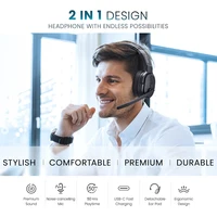 Mpow E65 2 in 1 Wireless Headphones Bluetooth 5.3 Dual/Single Office Headset with Microphone&Mute Switch 35H for Trucker Driver 2